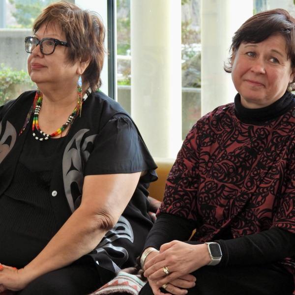 VIU Chancellor, Cloy-e-iss, Dr. Judith Sayers, with VIU President Dr. Deborah Saucier