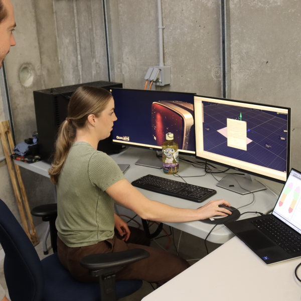 Dr. Michael Asmussen and Elise Cole and conduct research in Asmussen’s lab at the VIU Nanaimo campus.