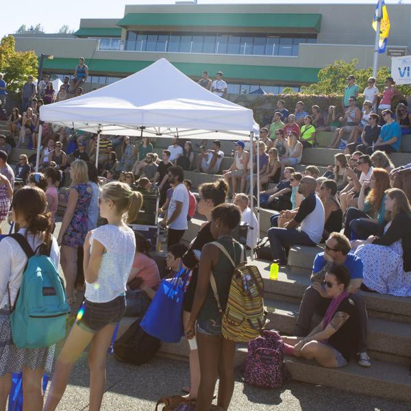 Students in plaza