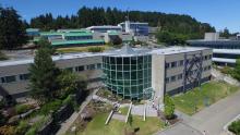 aerial view of Building 200 at VIU's Nanaimo campus