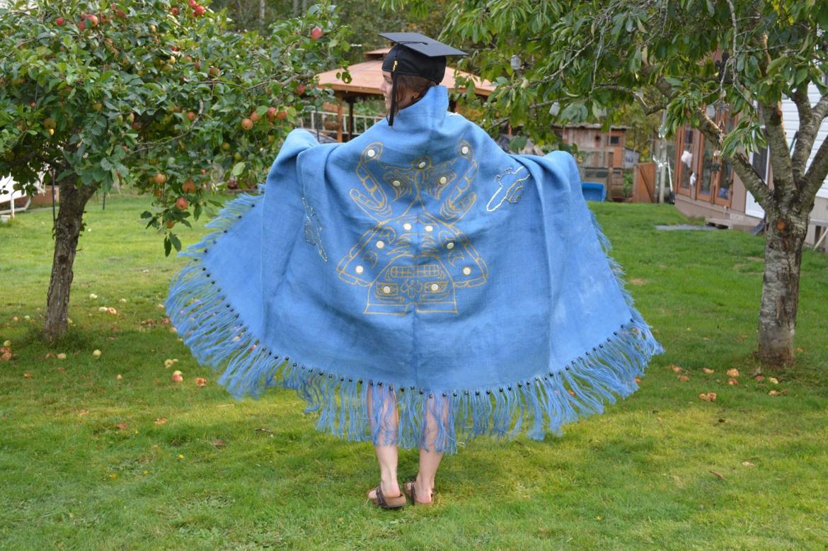 Chyanne with her grad cap and shawl