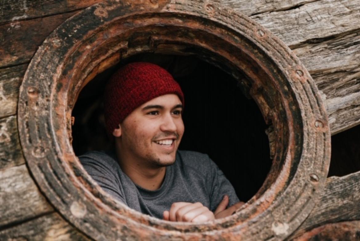 Micah Messent posing in Haida Gwaii