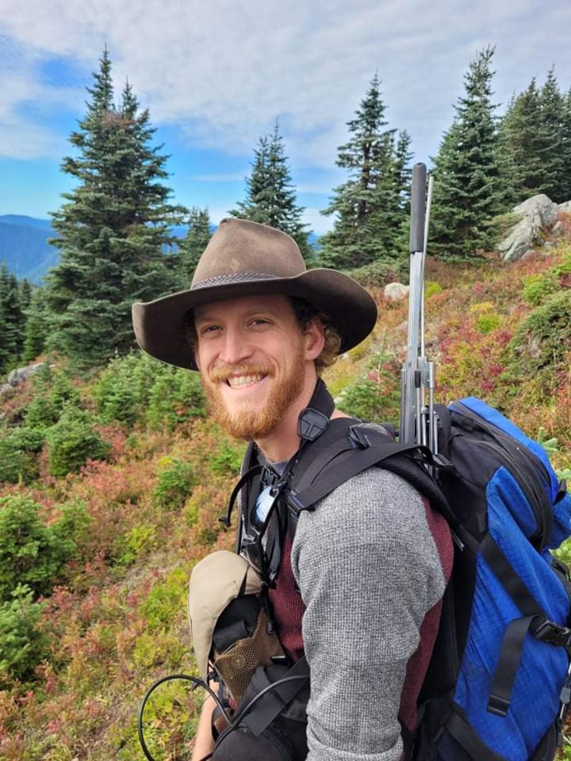 Kevin Gourlay hikes through the backcountry.